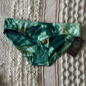 New Vince Camuto Swim 407 Lagoon Green & Gold Cruise Bikini Bottoms Size XS